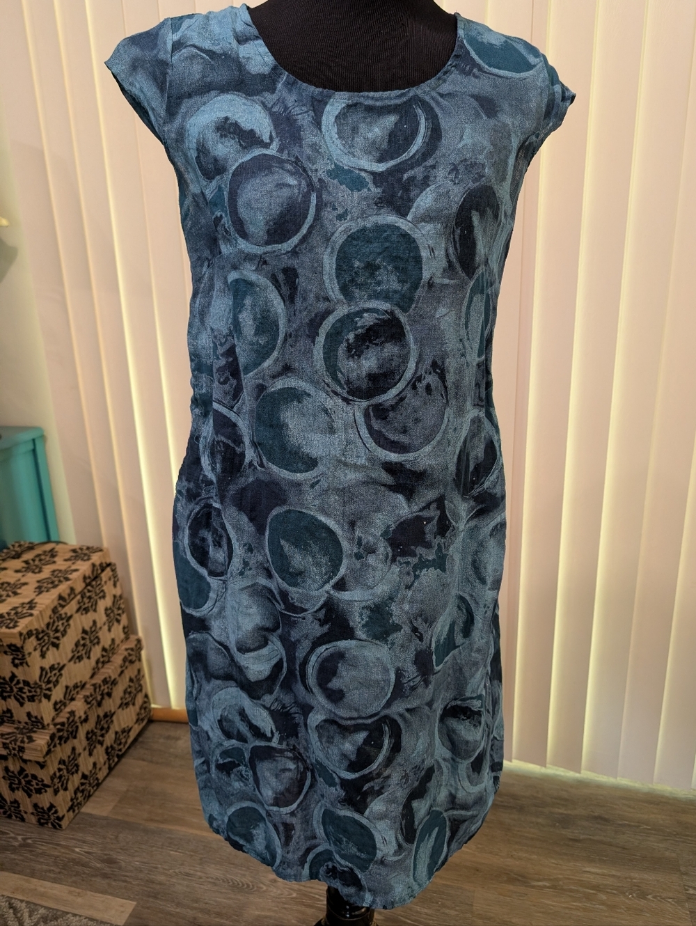 Made in Italy Blue Linen Dress